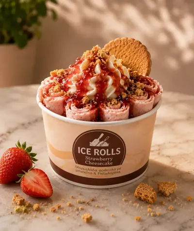 Strawberry Cheesecake. Strawberry jam with biscuit & Philadelphia.